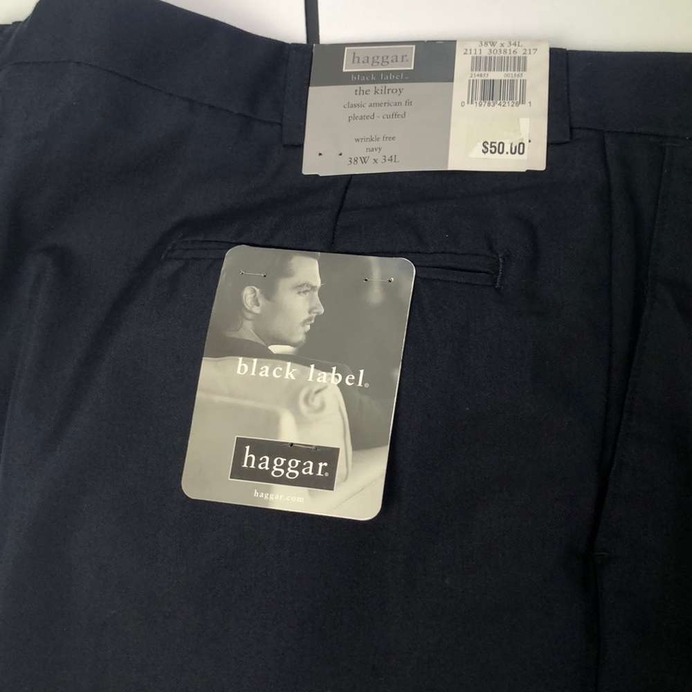 Haggard black label iron free navy blue khakis